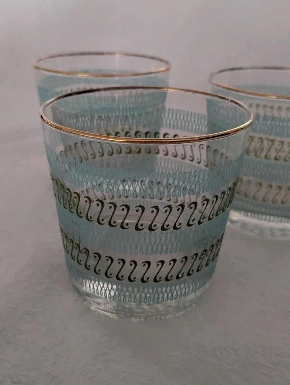 Rare HTF Vintage Libbey Phoenician Swirl Lowball Glasses Set